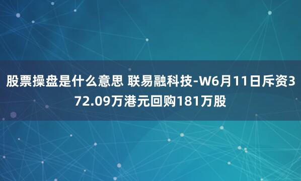 股票操盘是什么意思 联易融科技-W6月11日斥资372.09万港元回购181万股